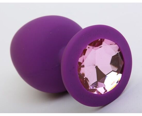 Фиолетовая силиконовая пробка с розовым стразом - 9,5 см., фото 