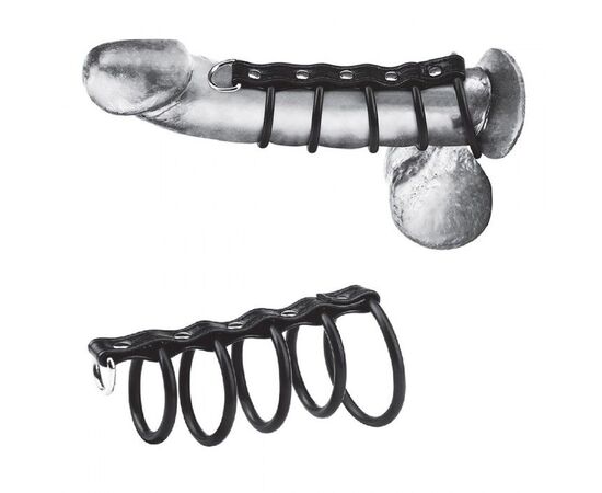 Хомут на пенис с 5 резиновыми кольцами 5 Ring Rubber Gates Of Hell With Lead, фото 